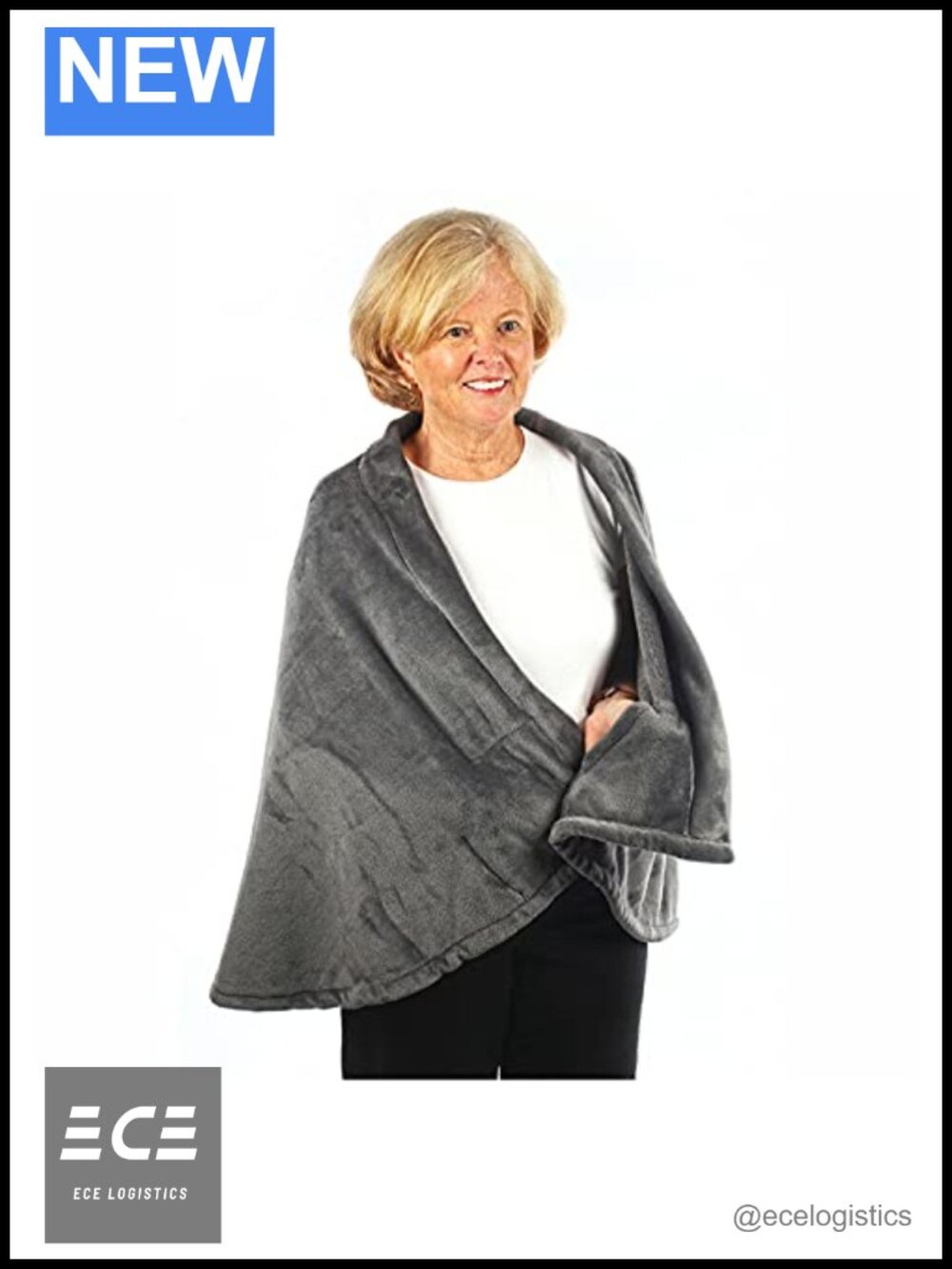 Fleece Cape Wrap Warm Soft Machine Washable Hidden Pockets